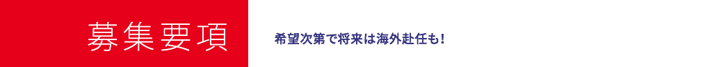 募集要項　希望次第で将来は海外赴任も！